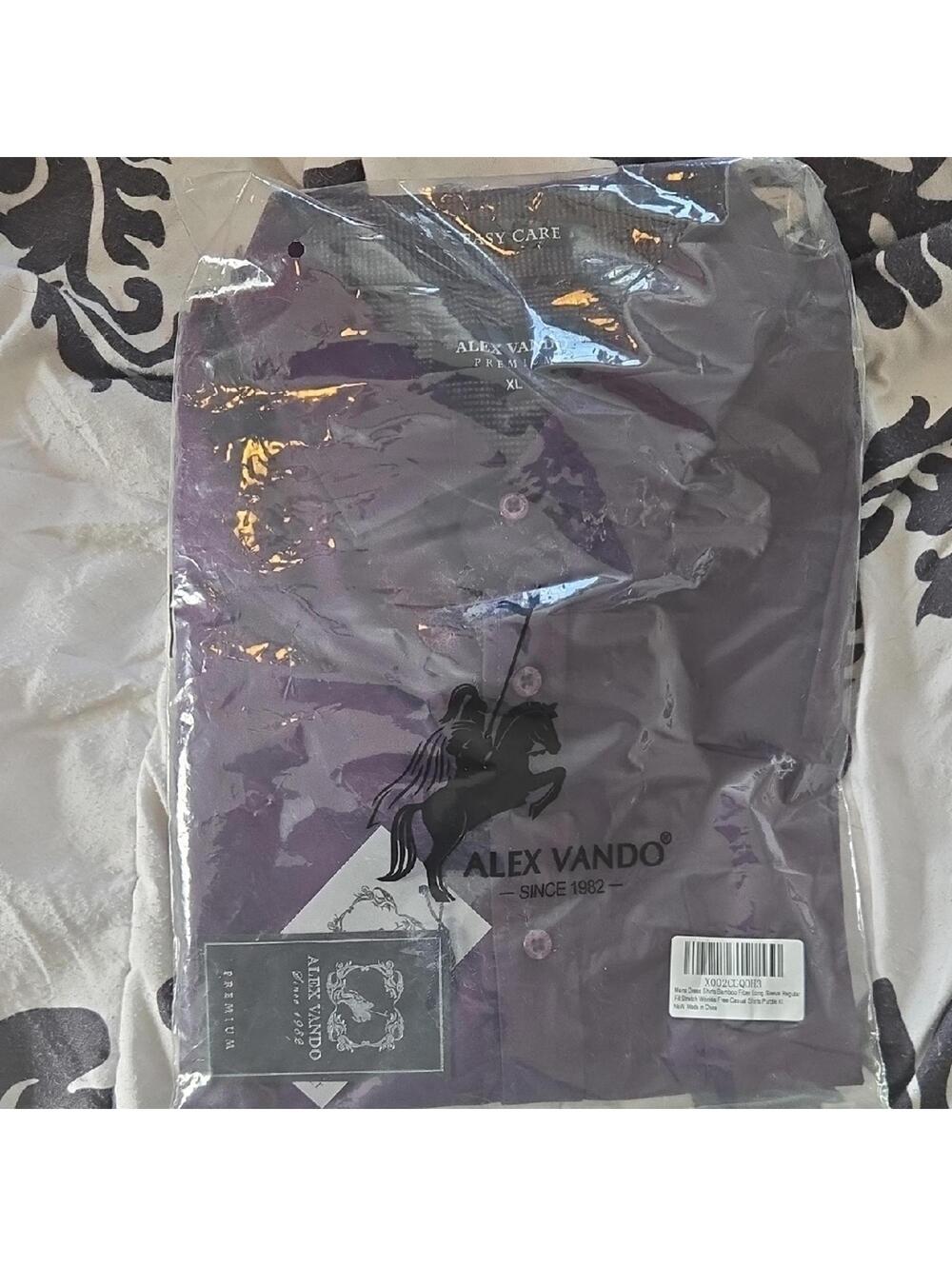 Alex Vando Men's Classic Purple Dress Shirt XL NEW In Bag